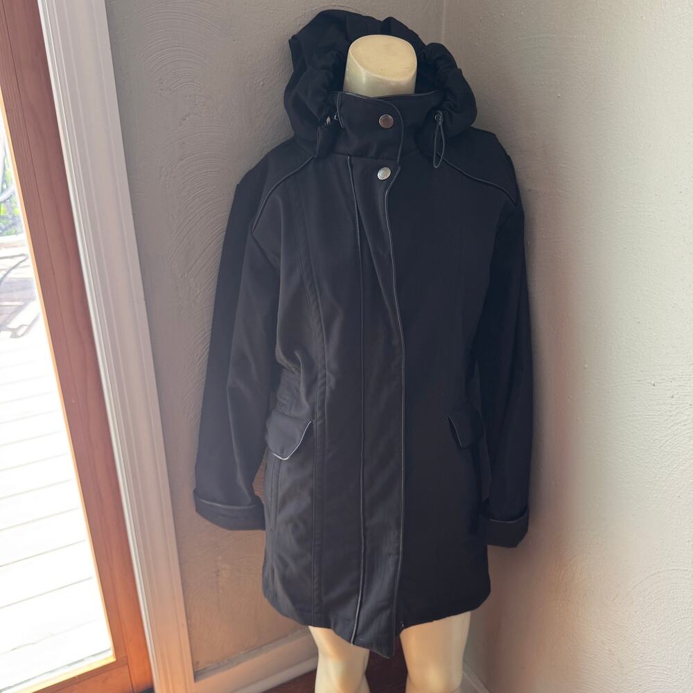 Neyelle black utility rain jacket, black, size large, hooded